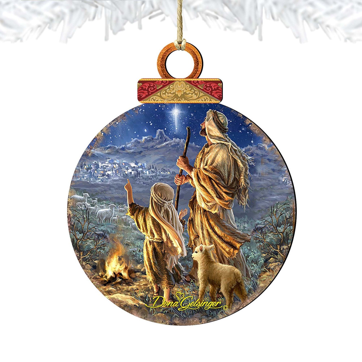 Shepherds Keeping Watch Wooden Ornaments by Gelsinger - Nativity Holiday Decor - 8021125-1838