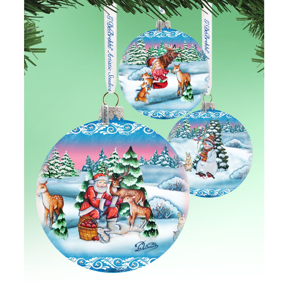 Woodland Watcher Ball Glass Ornament Limited Edition by G. DeBrekht - Christmas Santa Snowman Decor - 73849
