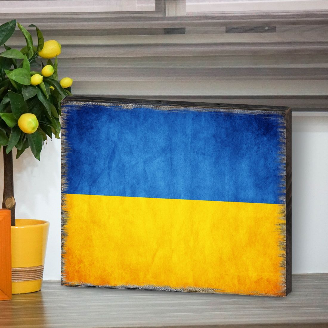 Ukrainian Flag Wooden Wall Art - International Decor - 95120B