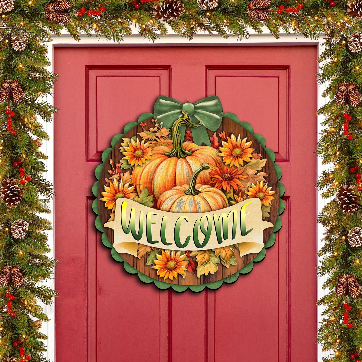Welcome Front Door Welcome Sign, Wooden Front Porch Decor by G. Debrekht Thanksgiving Halloween Decor - 933123H