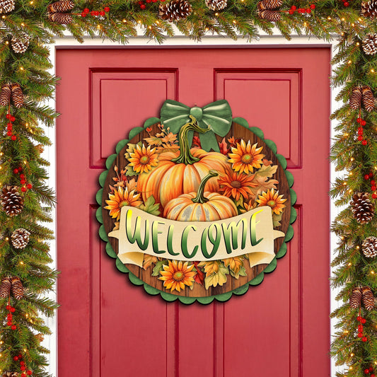 Welcome Front Door Welcome Sign, Wooden Front Porch Decor by G. Debrekht Thanksgiving Halloween Decor - 933123H