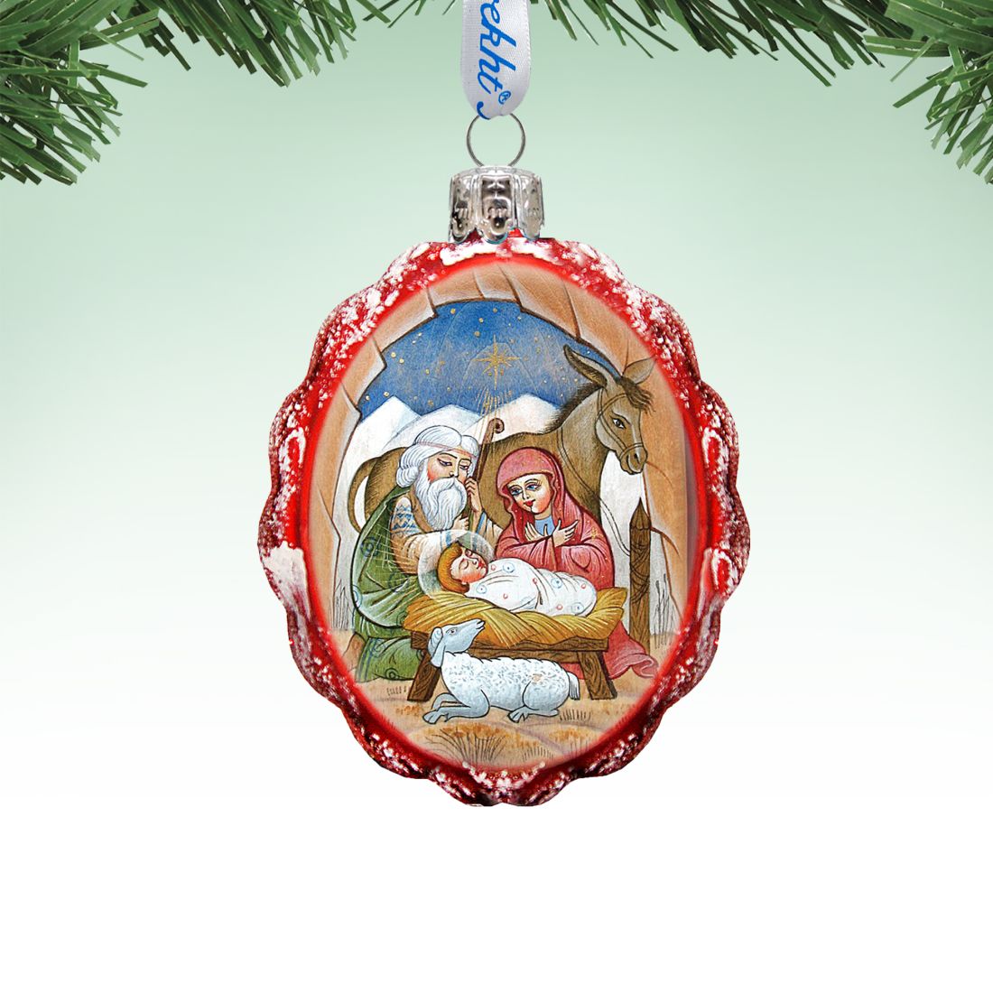 Orthodox Nativity Mercury Glass Ornament by G. DeBrekht - Nativity Holiday Decor - 773037