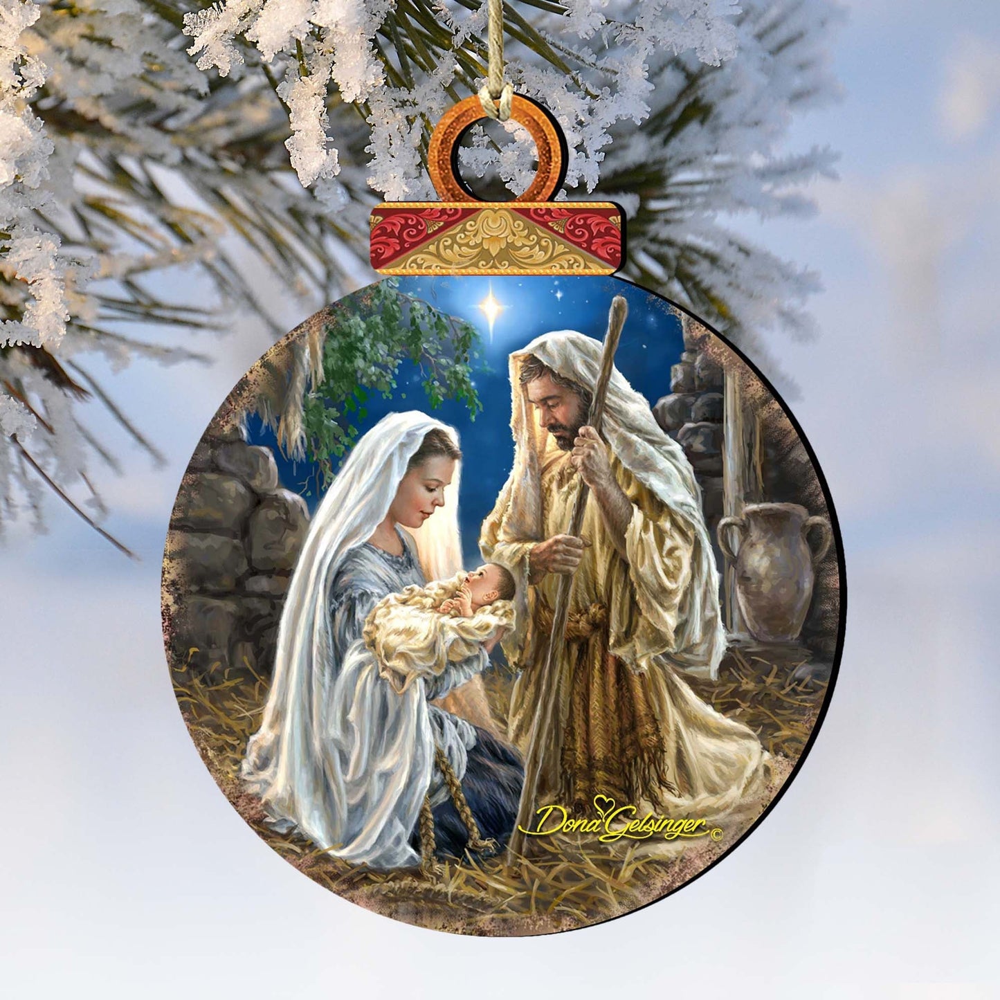 Glory to God Ball Wooden Ornaments by Gelsinger - Nativity Holiday Decor - 8021010-1722