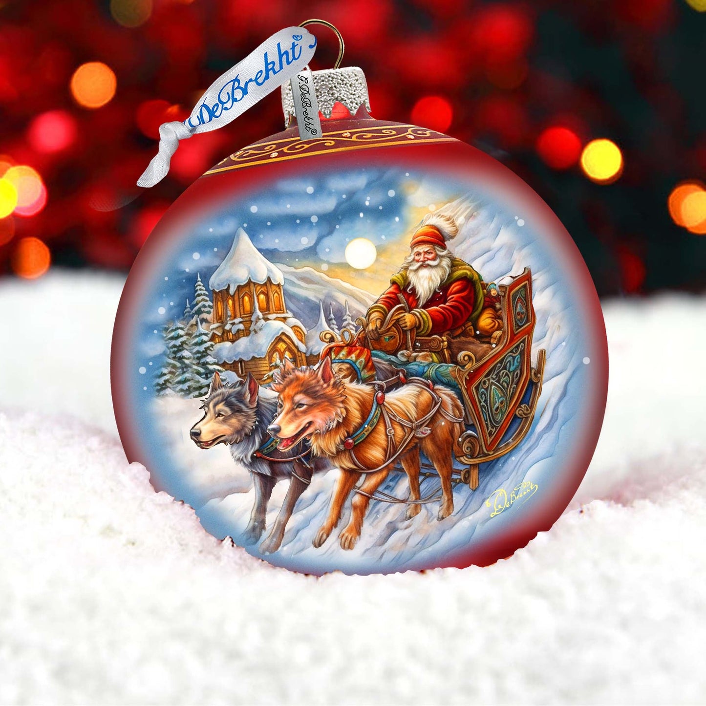Snowy Trails Lg Glass Ornament by G.Debrekht - Christmas Santa Snowman Décor - 73943