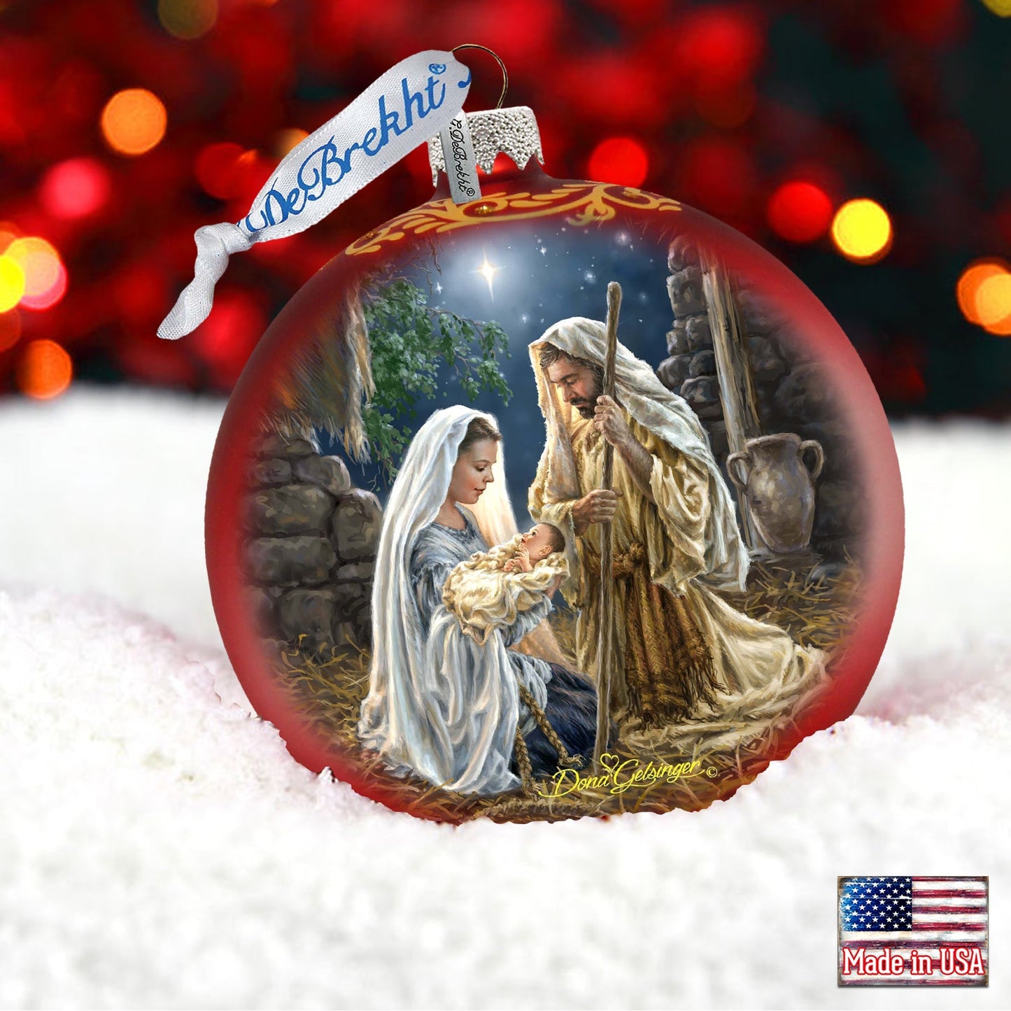 Glory to God in Red Glass Ornament by D. Gelsinger Nativity Holiday Decor - 71156-1722R