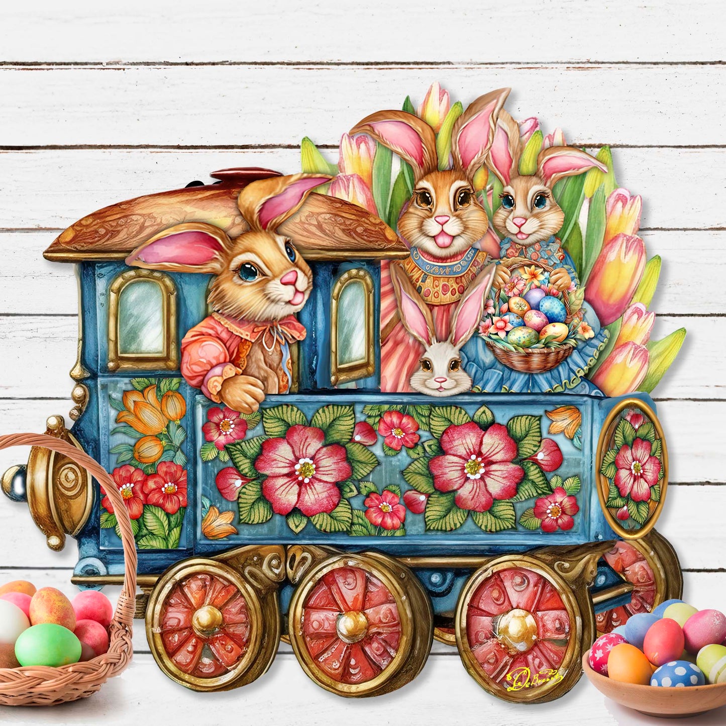 Easter Bunny Train Holiday Door Decor by G. Debrekht - Easter Spring Decor - 8652781H