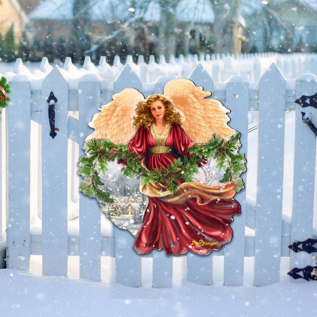 Snowfall Angel Holiday Door Decor by D. Gelsinger - Christmas Decor - 8461068H-DG