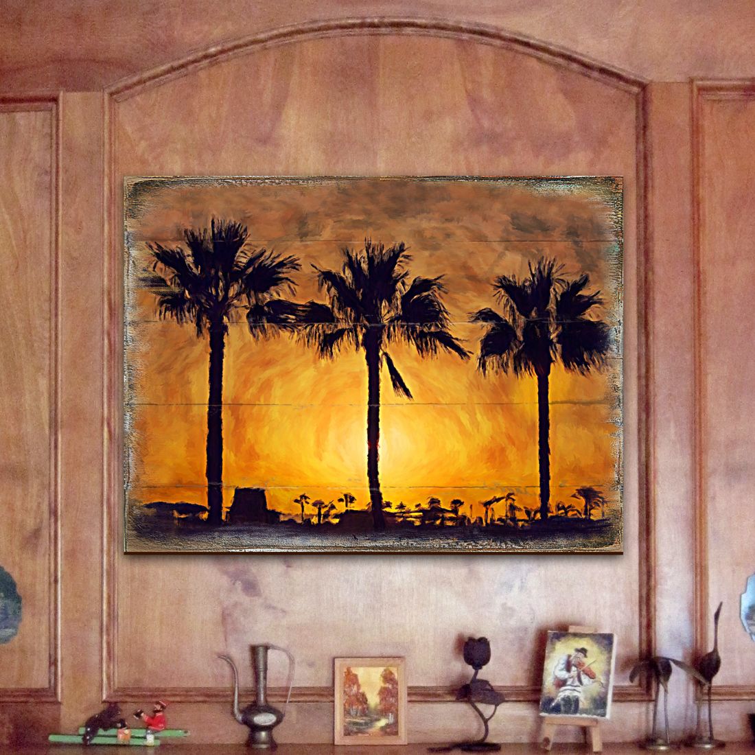 Spates Palm Trees in Sunset Wooden Wall Art by Nature Wonders - Nature Wildlife Decor  - 95275B