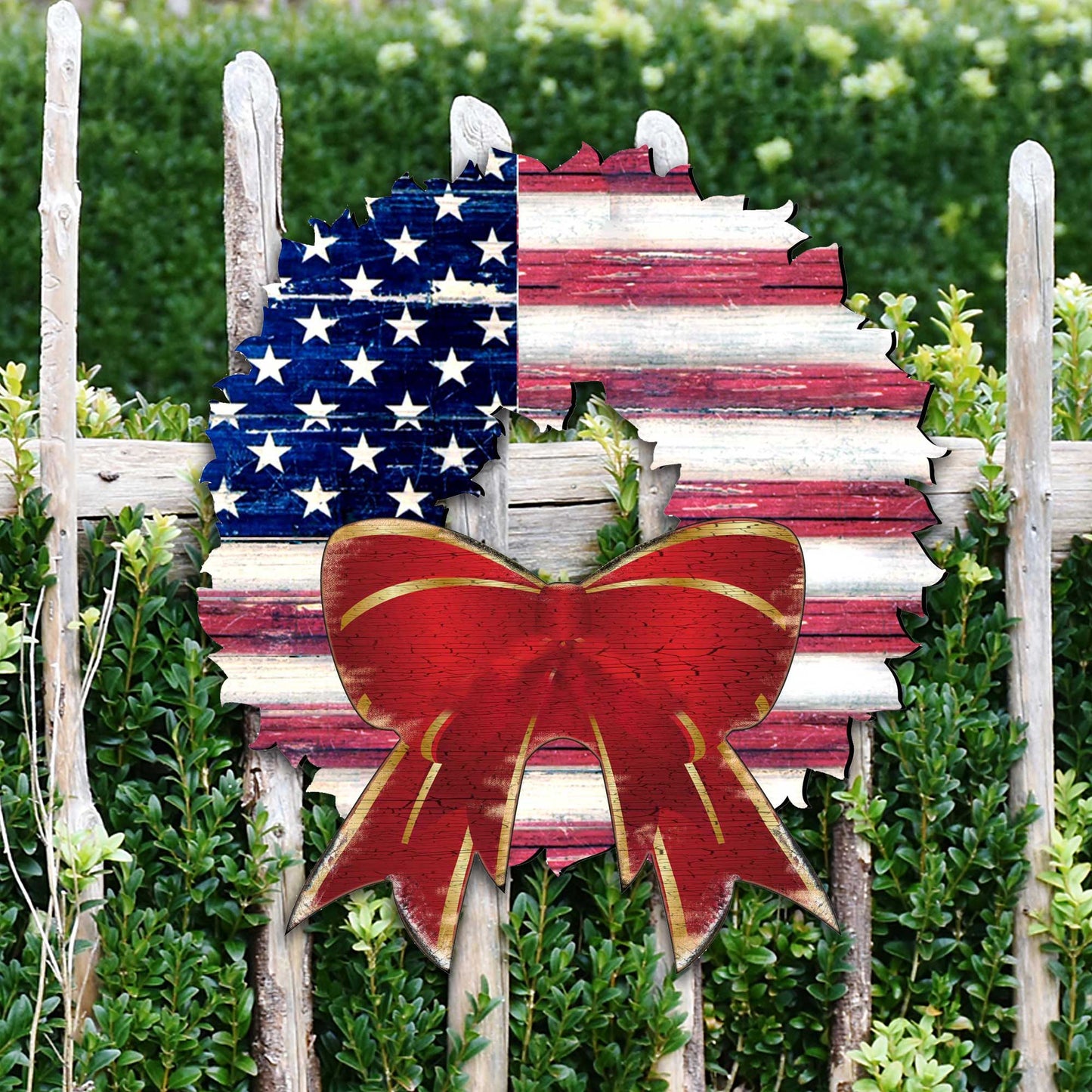 American Flag Holiday Door Wreath by G. DeBrekht - American Christmas Decor - 8185302H