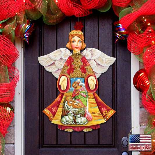 Mary And Joseph Angel Nativity Door Decor by G. DeBrekht - Nativity Holiday Decor - 8154109H