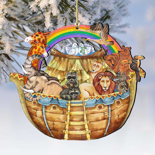Noah's Ark Christmas Wooden Ornaments by G. DeBrekht - Nativity Holiday Decor - 8114050