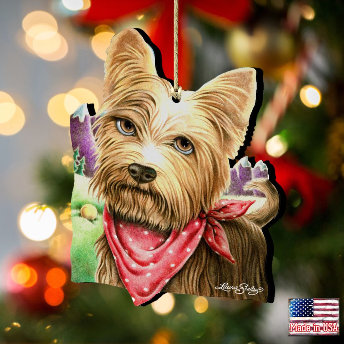 Charming Dog and Cat Wooden Ornaments for Pets - A Refreshing Drink by Laura Seeley - Product Code 8511020-LS