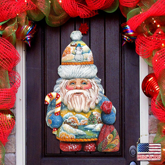 Whimsical Winter Wonders Santa Door Decor by G. DeBrekht - Christmas Santa Snowman Decor - 81519184H