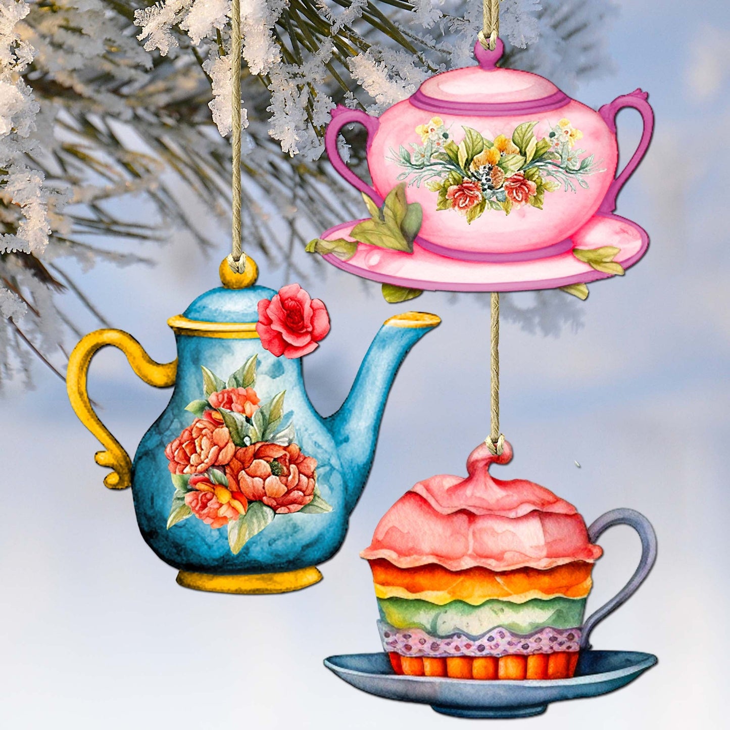 Happy Mother's Day Decorative Wooden Ornaments Set of 3 by G. Debrekht - Love Family Decor - 8091059-S3