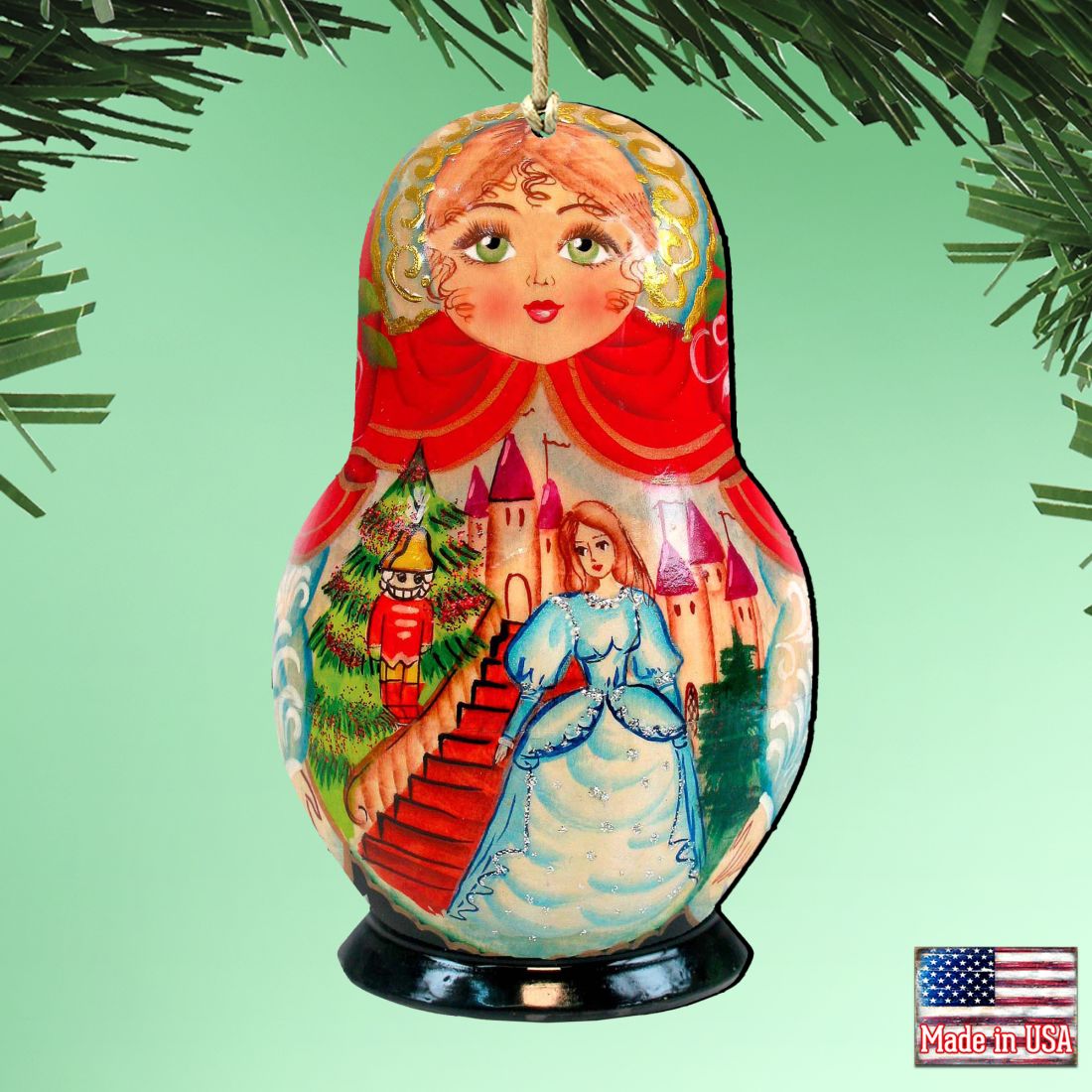 Story of Nutcracker Matreshka Wooden Ornaments by G. DeBrekht - Nativity Holiday Decor - 8115942