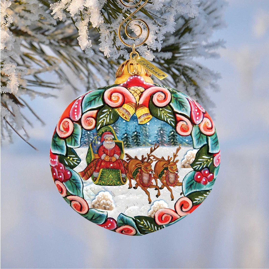 Sleigh Ride Sculpted Hand-Painted Christmas Ornament by G. DeBrekht - Love Family Kids Decor - 610313