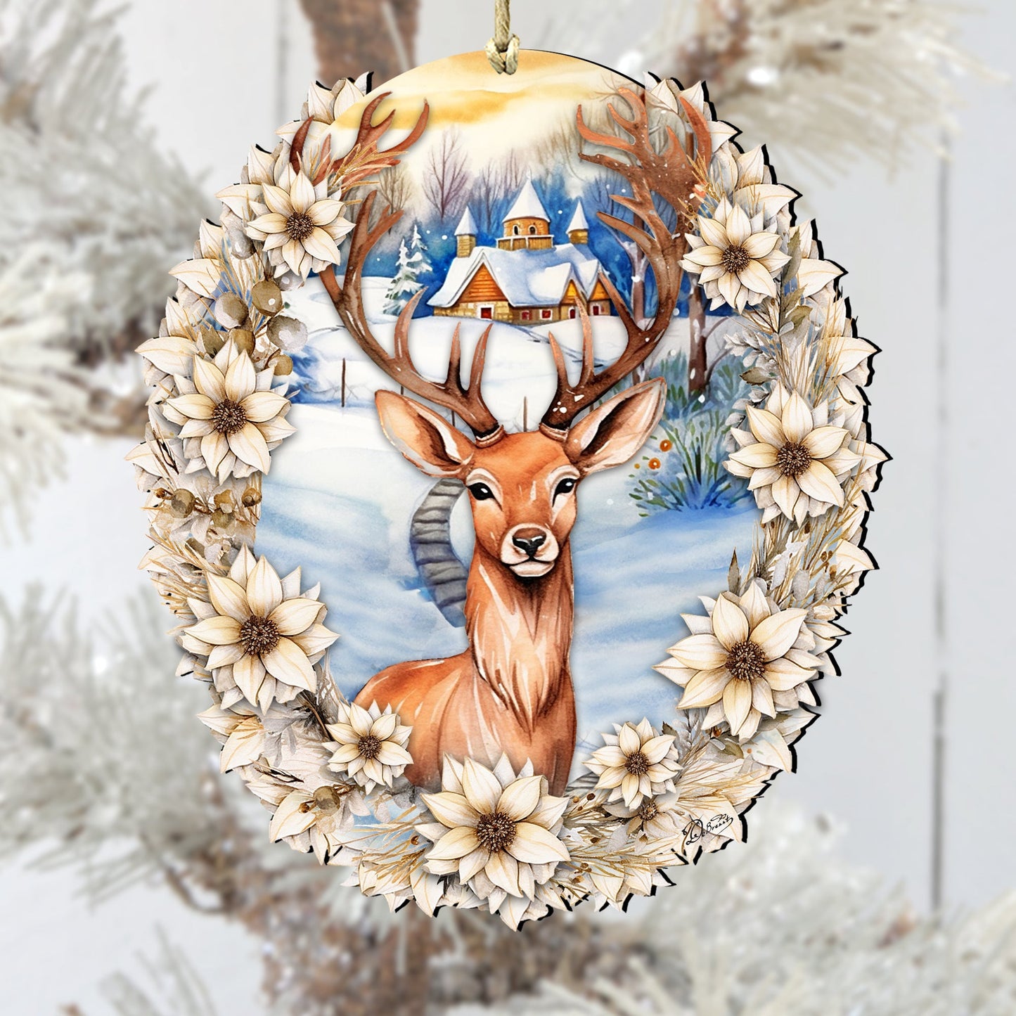 Majestic Forest Deer Wooden Ornaments by G. Debrekht Christmas Decor - 8611065