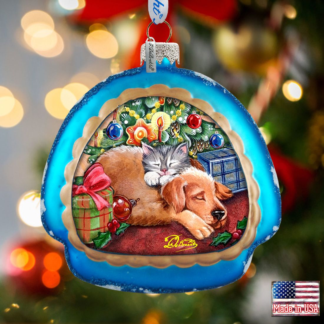 Furry Friends Glass Ornament by G. DeBrekht - Christmas Decor - 756-016