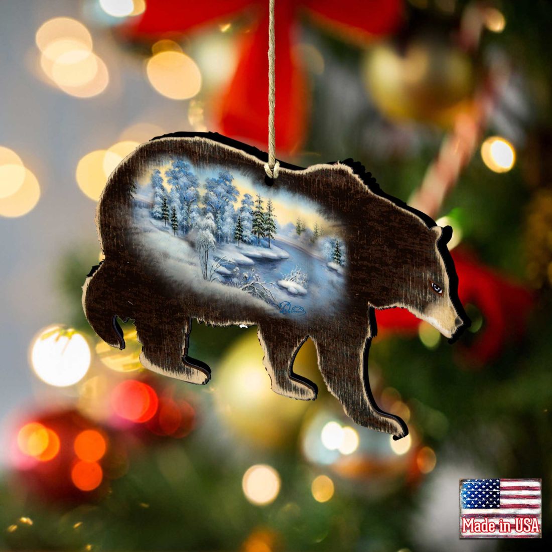 Black Bear Wooden Ornaments by G. DeBrekht - Wildlife Holiday Decor - 8198215-5