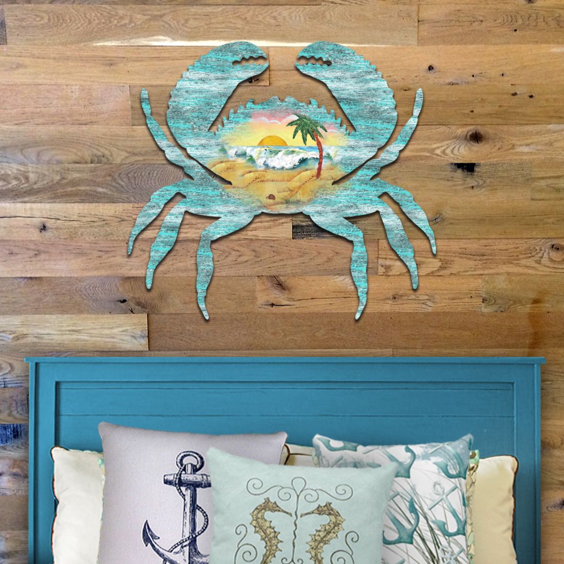 Crab Coastal Waves Door Decor by G. DeBrekht - Coastal Holiday Decor - 8198511H
