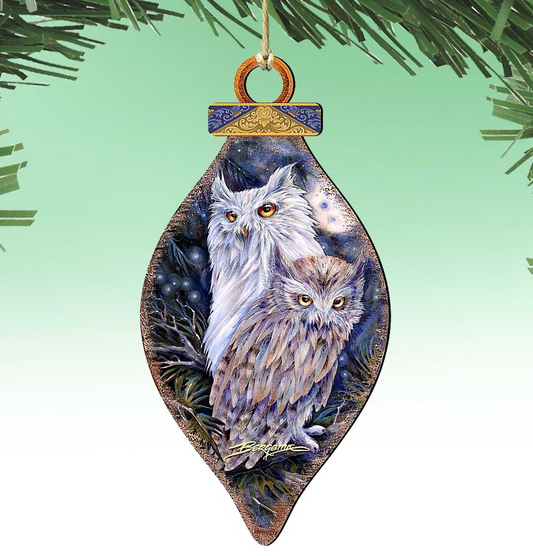 Night Watch Owls Wooden Ornaments by J. Bergsma - Wildlife Holiday Decor - 8591902-JB