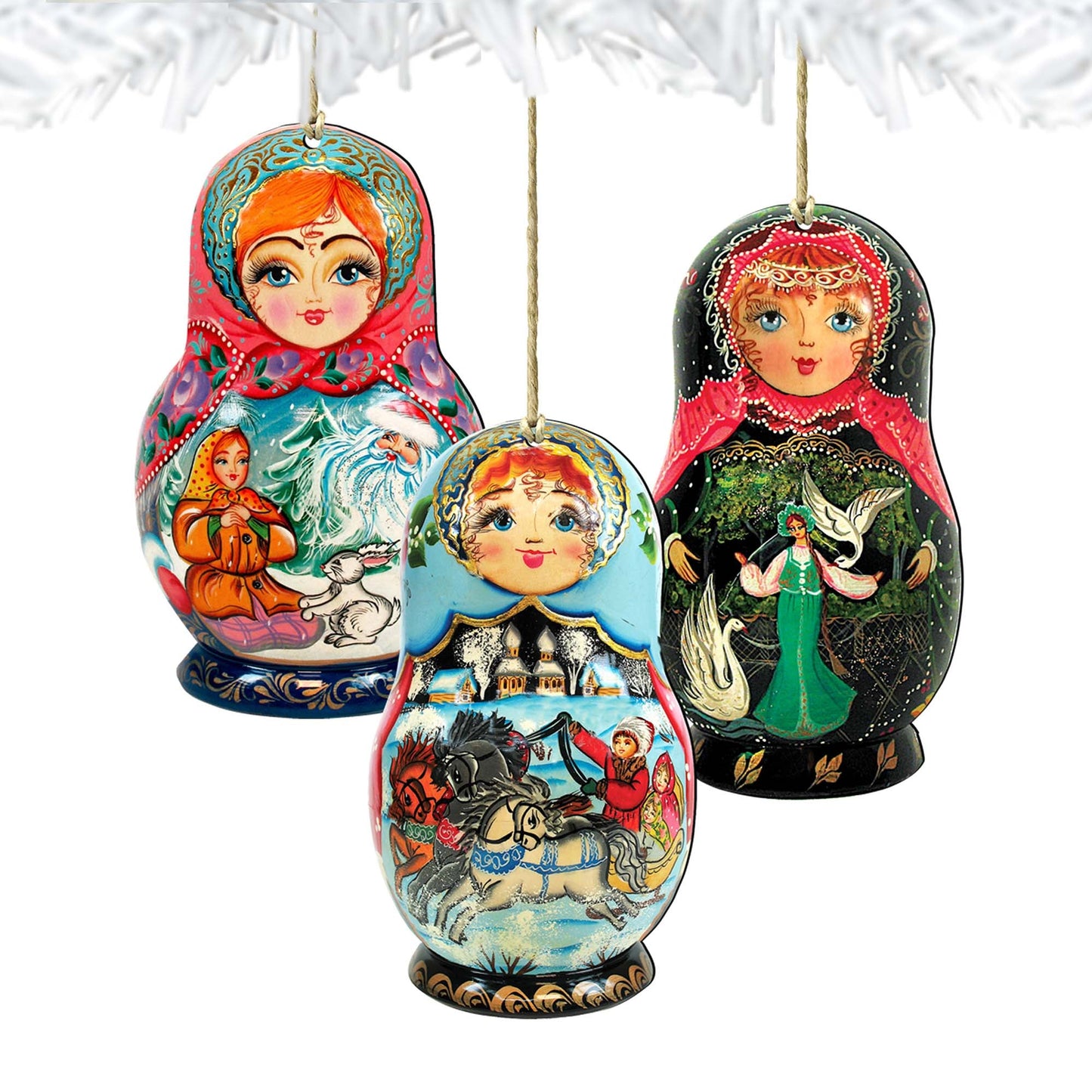 Nesting Doll Wooden Ornaments Set of 3 by G. DeBrekht - Christmas Décor - 8100105S3