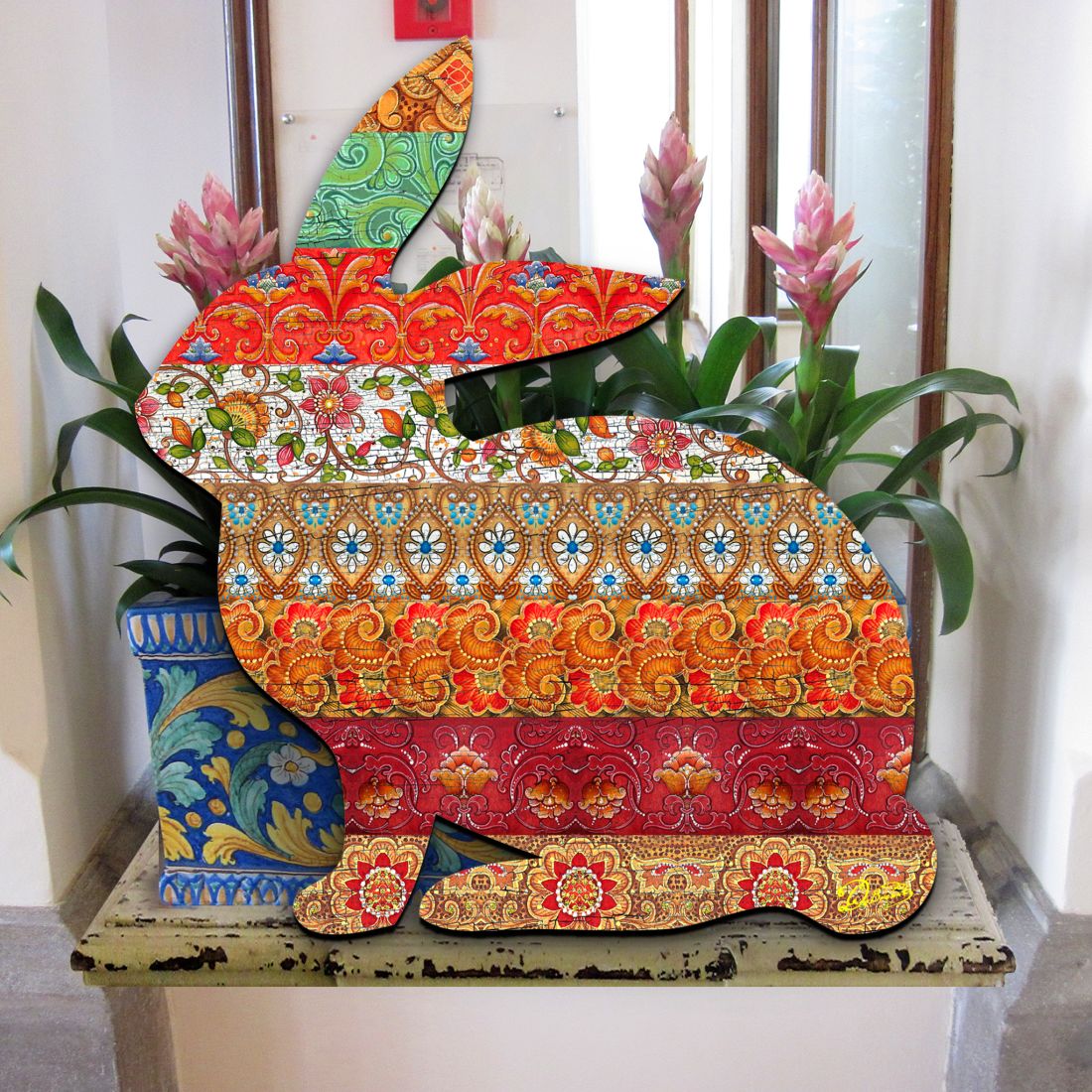 Easter Quilted Bunny Easter Door Decor by G. DeBrekht - Easter Spring Decor - 8198134H