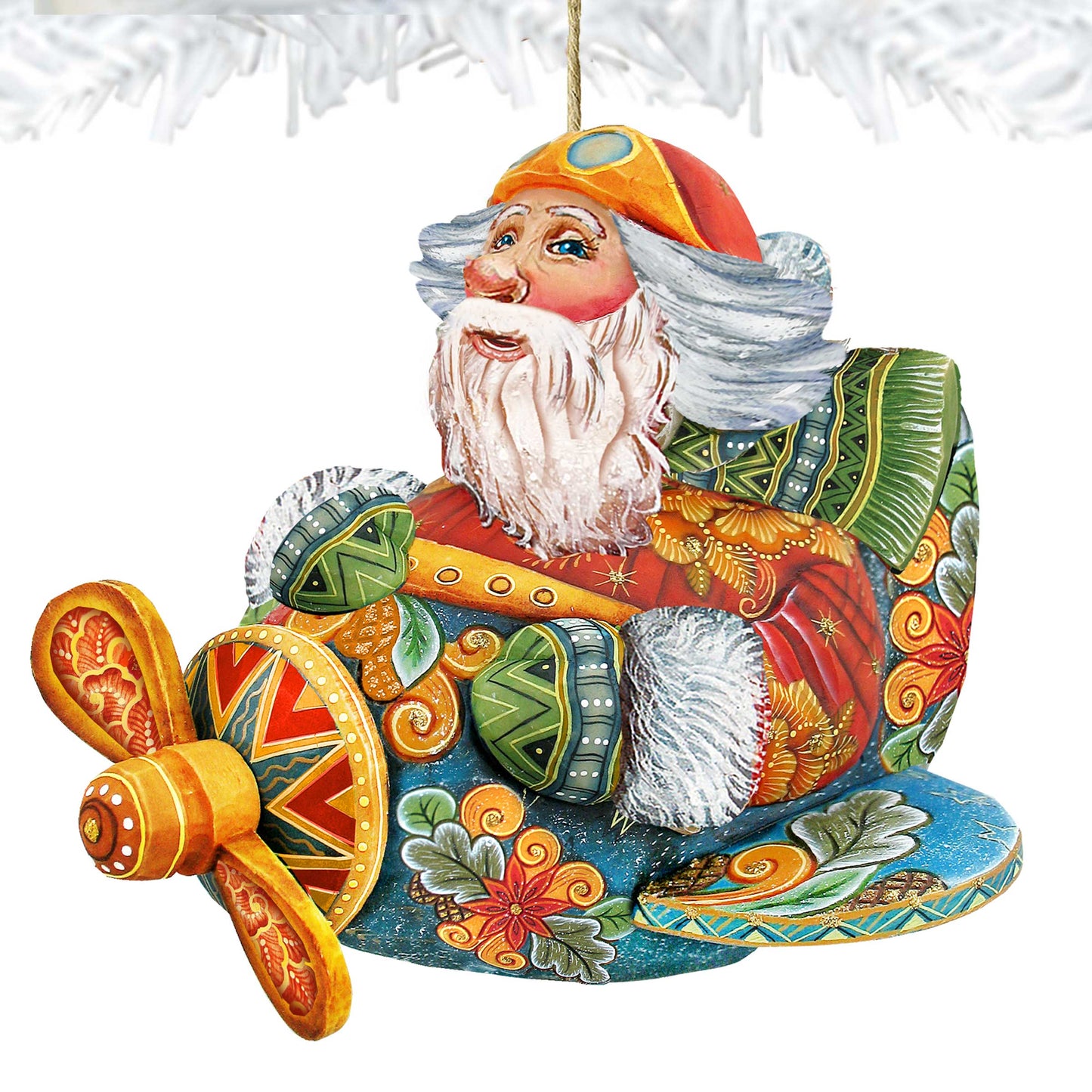Aviator Santa Christmas Wooden Ornaments by G. DeBrekht - Christmas Santa Snowman Decor - 8112030