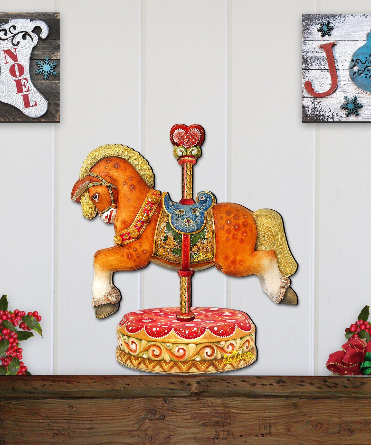 Carousel Horse Christmas Holiday Door Decor by G. DeBrekht - Carousel Holiday Decor - 8114041-1H