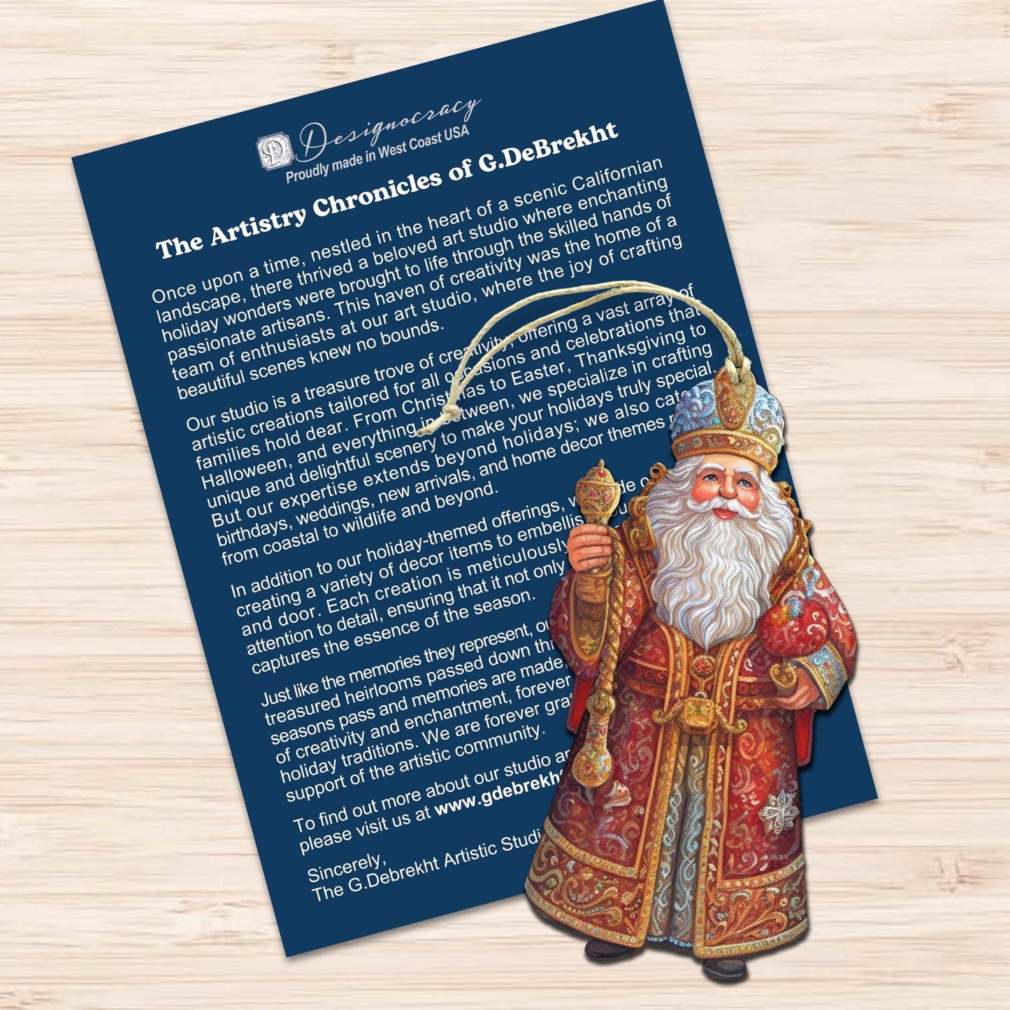 Santa Decorative Wooden Ornaments Set of 3 by G. Debrekht - Christmas Decor - 8091032-S3