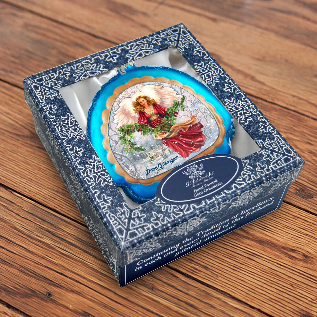Snowfall Angel Glass Ornament by D. Gelsinger - Nativity Holiday Decor - 756-102-DG