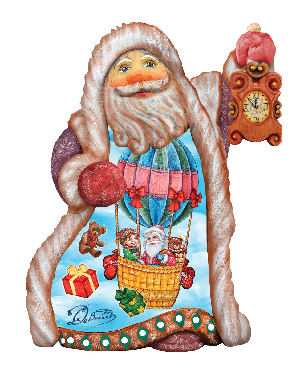 Balloon Ride Santa Sculpted Hand-Painted Christmas Figurine by G. DeBrekht - Christmas Santa Snowman Decor - 661515