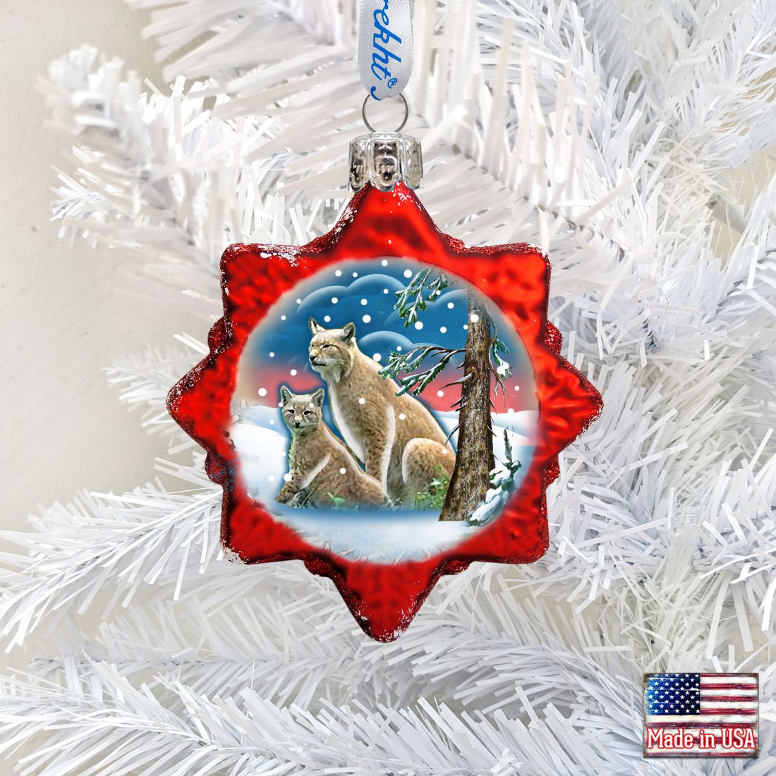 Bobcat Mercury Glass Ornament by G. DeBrekht - Wildlife Holiday Decor - 771026