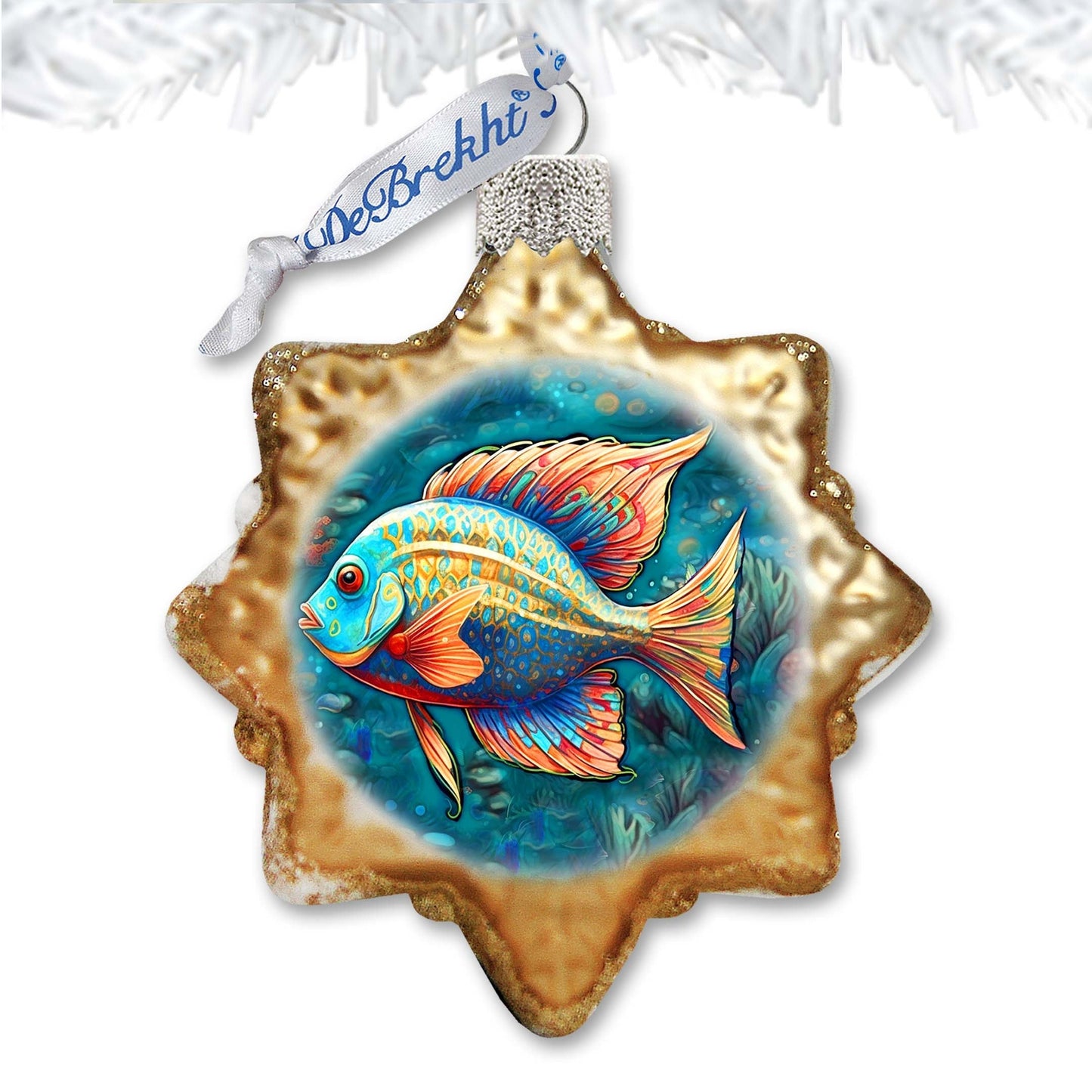 Holiday Coastal Ornament - Ocean Fish Keepsake Glass Ornaments by G. Debrekht - Coastal Holiday Decor - 777405