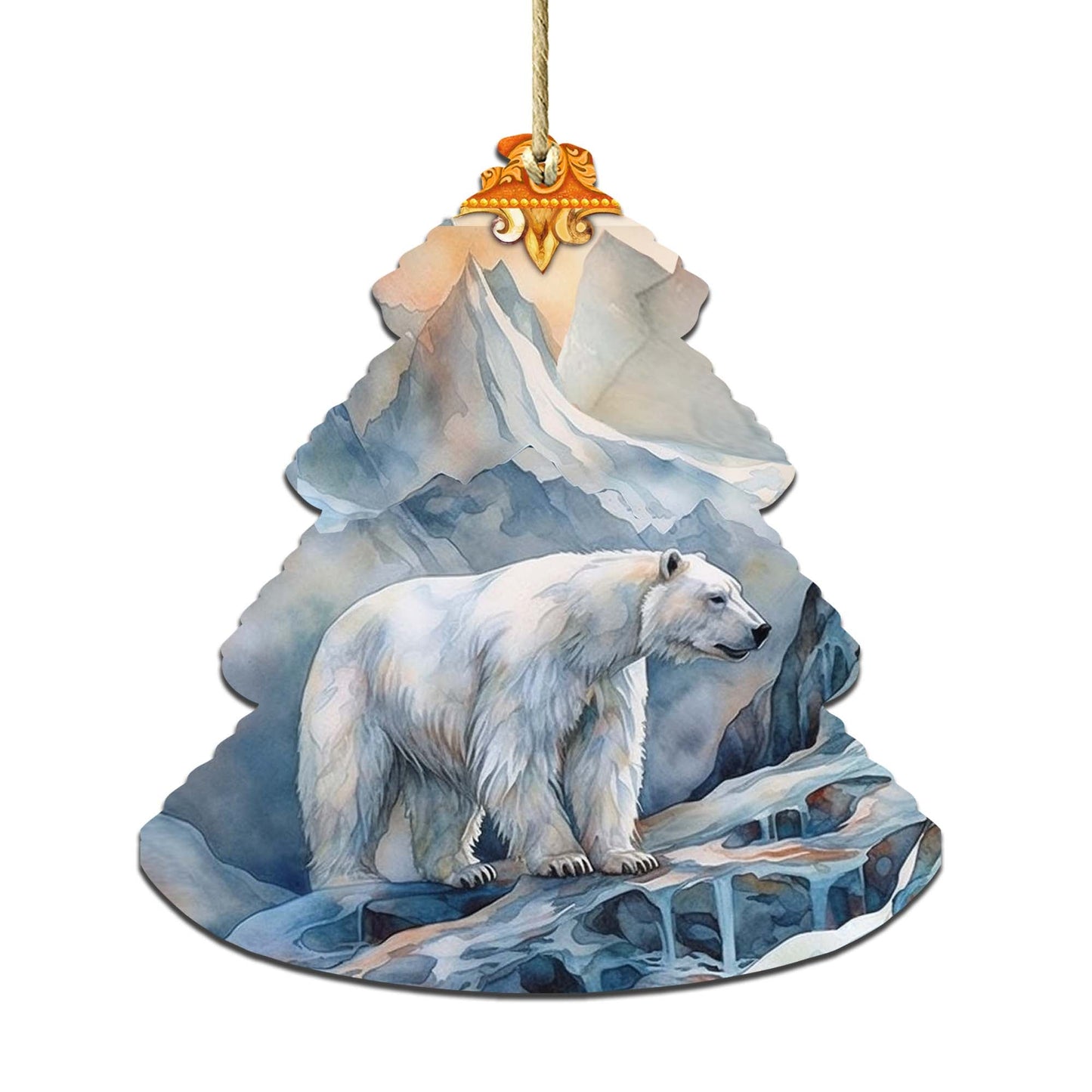 Frost Crest Polar Bear Tree Wooden Ornaments by G.Debrekht - Wildlife Holiday Decor - 870002