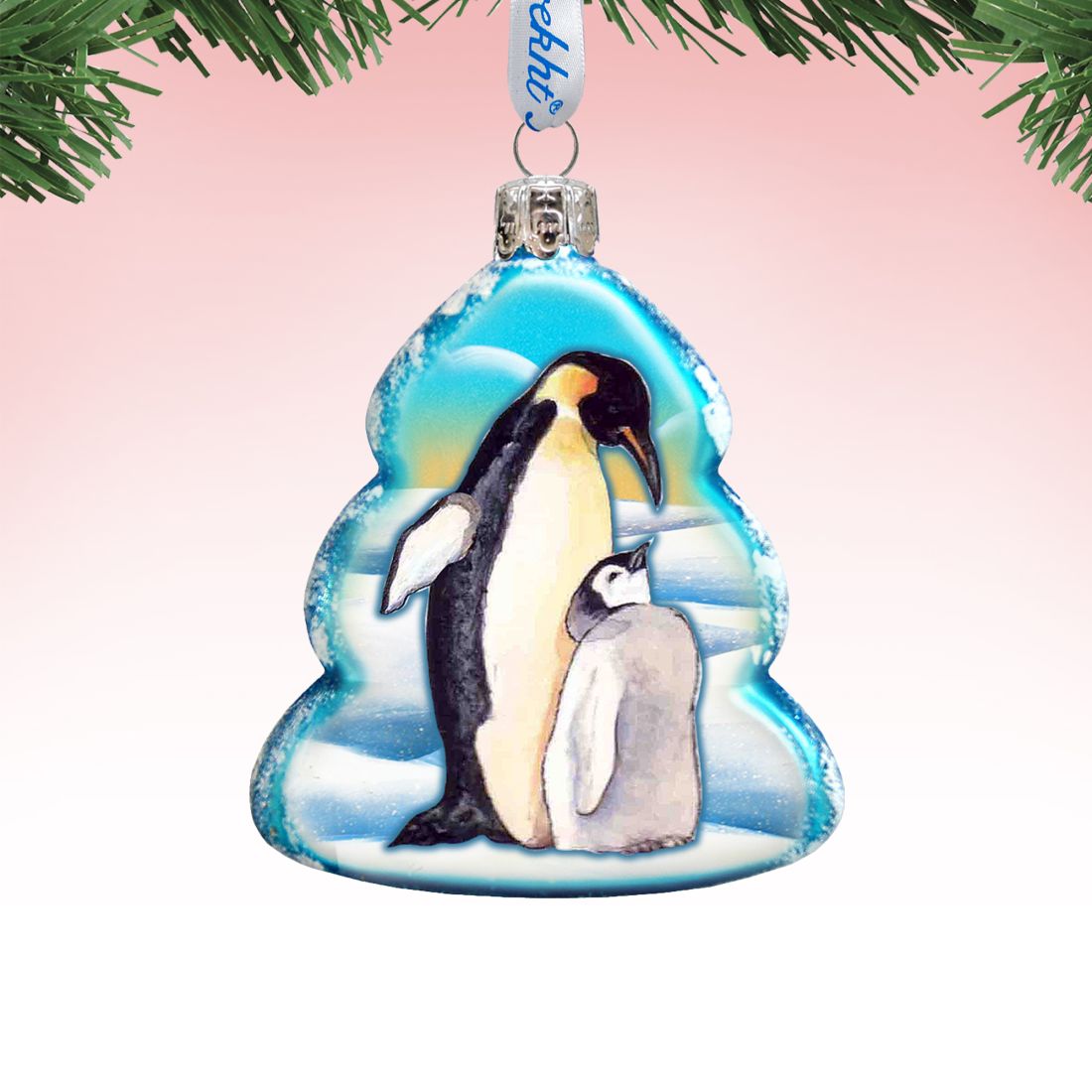 Penguin Family Mercury Glass Ornament by G. DeBrekht - Wildlife Holiday Decor - 771012