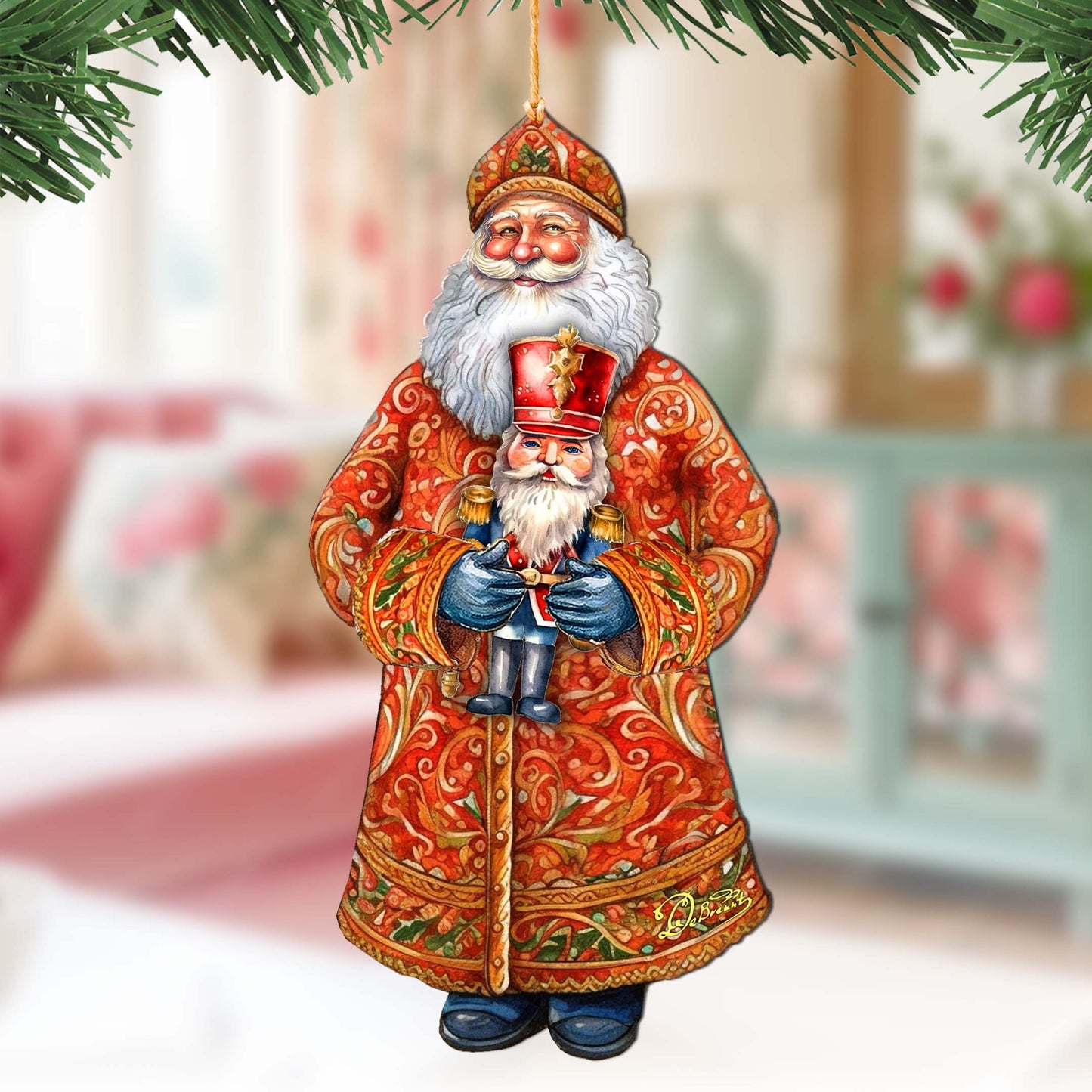 Santa's Holiday Nutcracker Wooden Ornaments by G. Debrekht - Christmas Santa Snowman Decor - 8691401