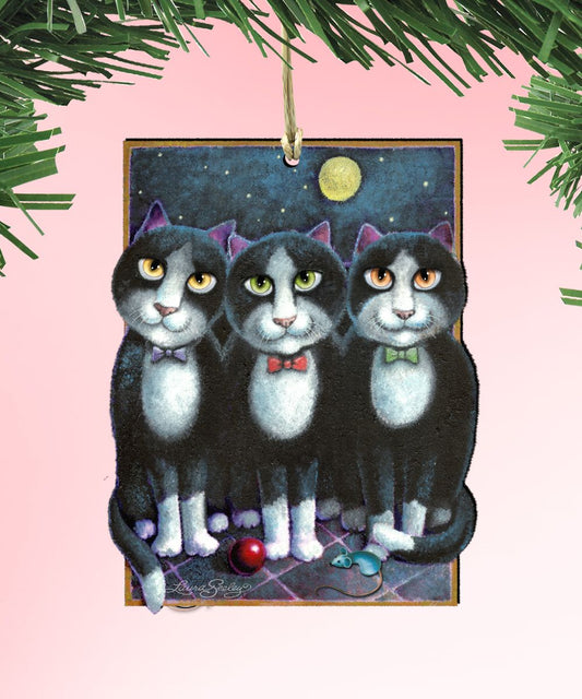 Boys Night Out Wooden Ornaments Pets - Tree Ornament by Laura Seeley - Pets Dog and Cats Decor - 8512052-LS