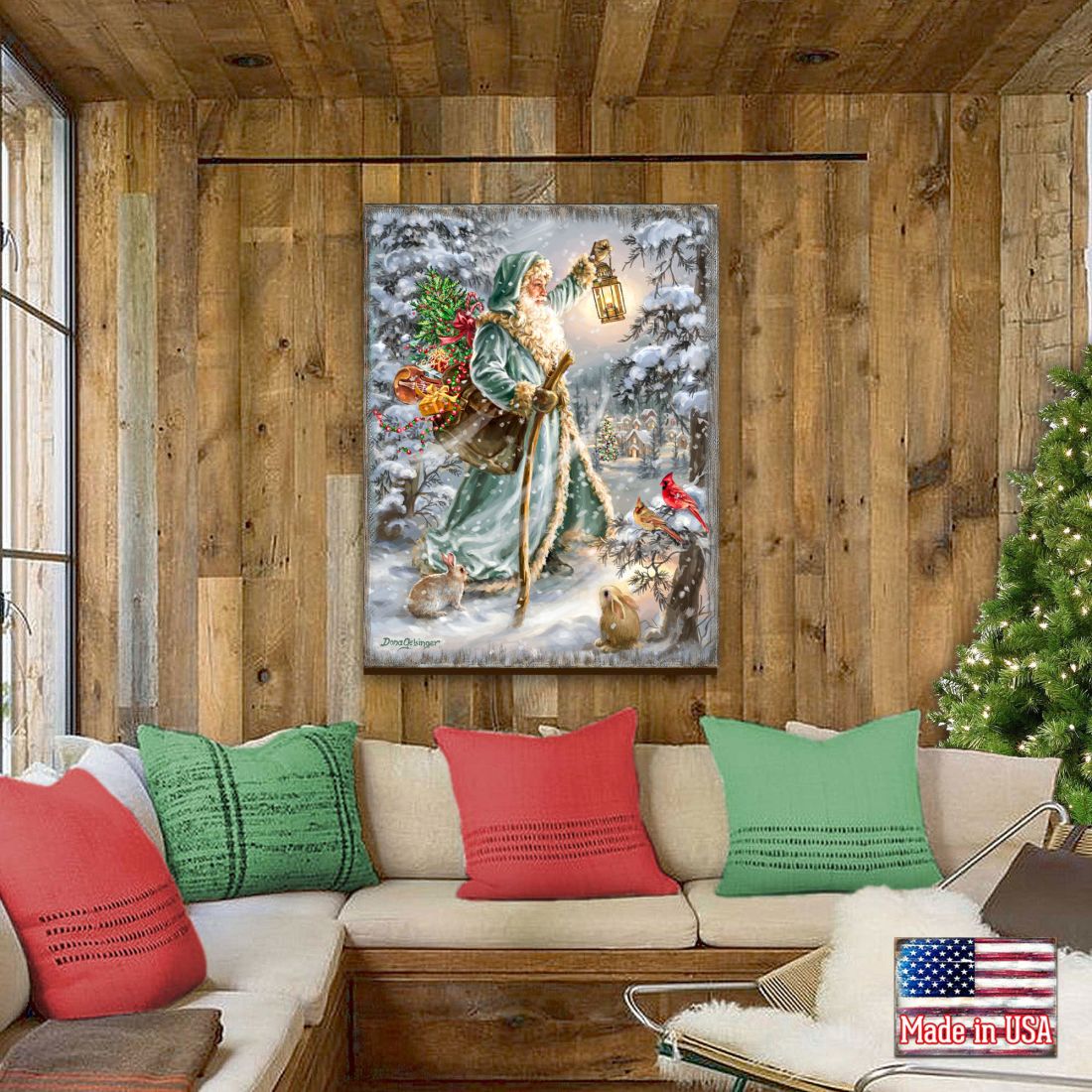 Saint Nicholas Wooden Wall Art by D. Gelsinger - Christmas Santa Snowman Decor - 95679B-DG