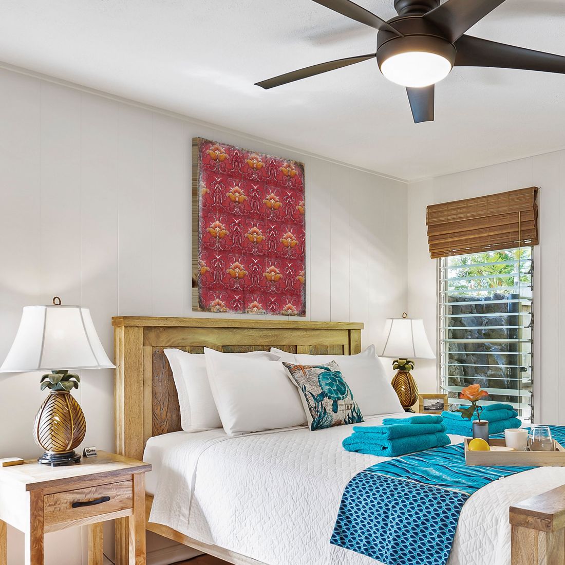 Red and Gold Rustic Wooden Wall Art by G. DeBrekht - Floral Ornamental Decor - 95015B