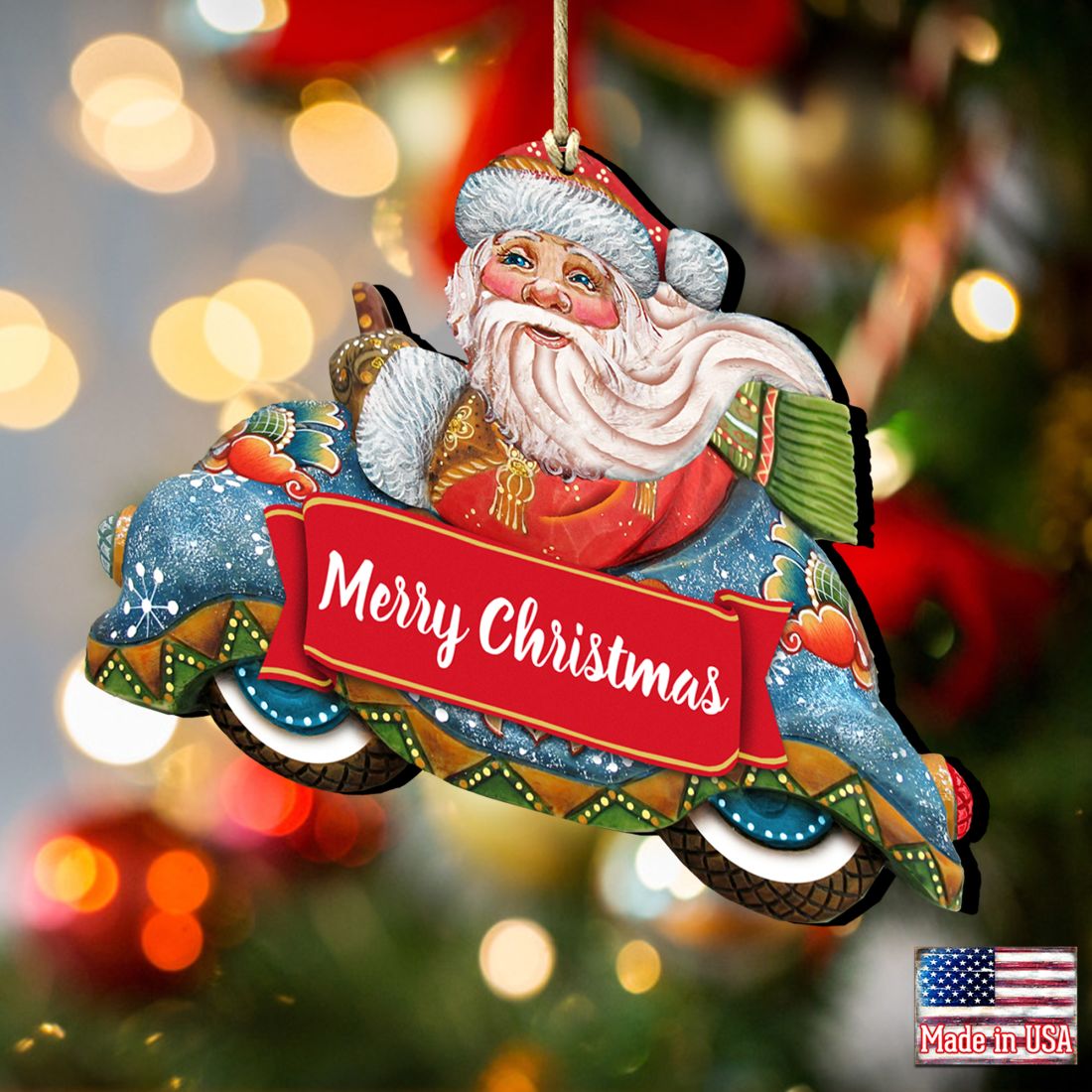 Merry Christmas Santa Wooden Ornaments by G. DeBrekht - Christmas Santa Snowman Decor - 8112045-2