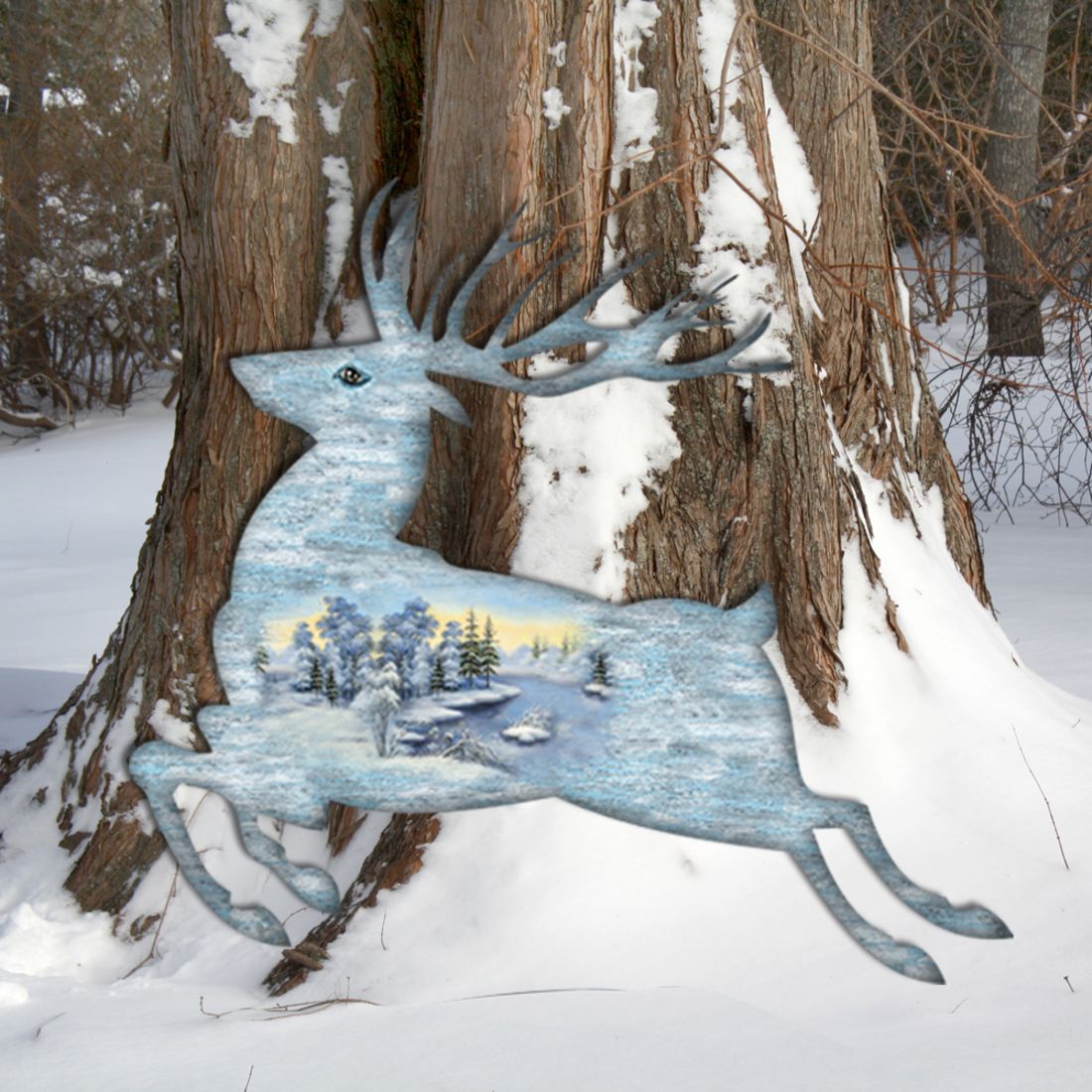 Prancing Deer Wildlife Door Decor - G. DeBrekht - Wildlife Holiday Decor - 8198211-1H