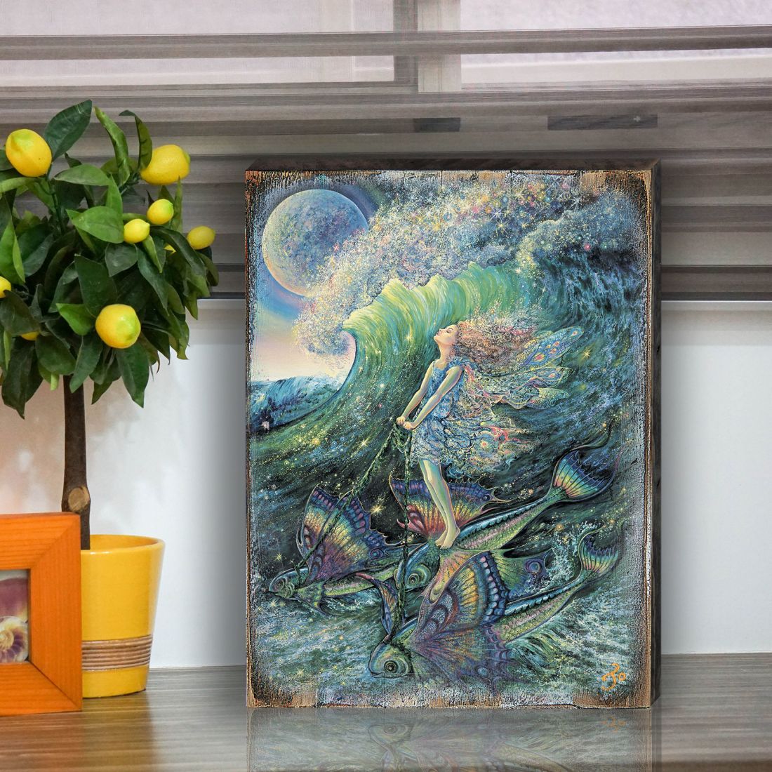Surfers Dream Fantasy Wooden Wall Art by Josephine Wall - Fantasy Decor - 852152-JW