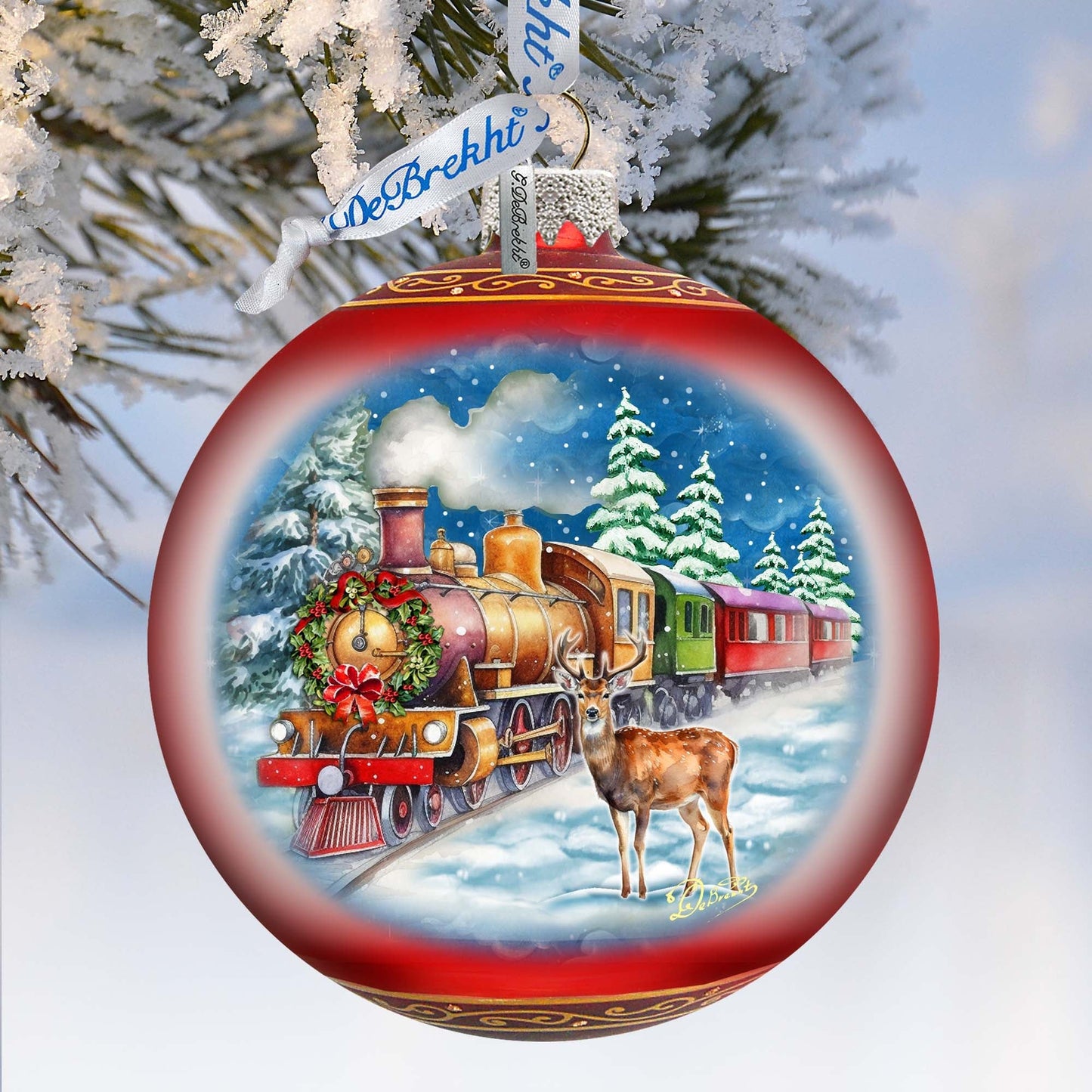 Antler Express Lg Glass Ornament by G.Debrekht - Christmas Holiday Decor - 73946