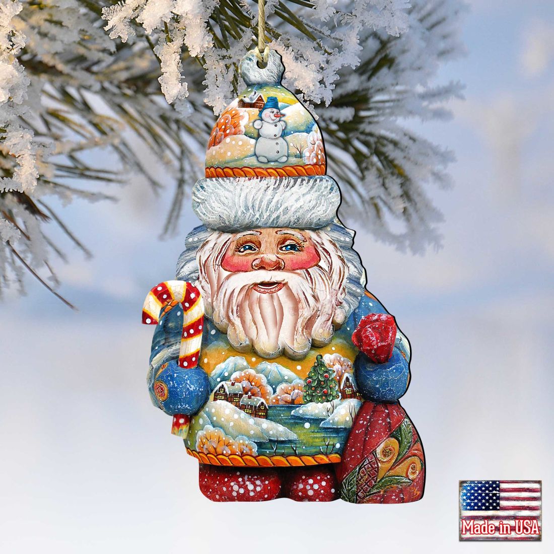 Winter Wonders Santa Wooden Ornaments by G. DeBrekht - Christmas Santa Snowman Decor - 81519184