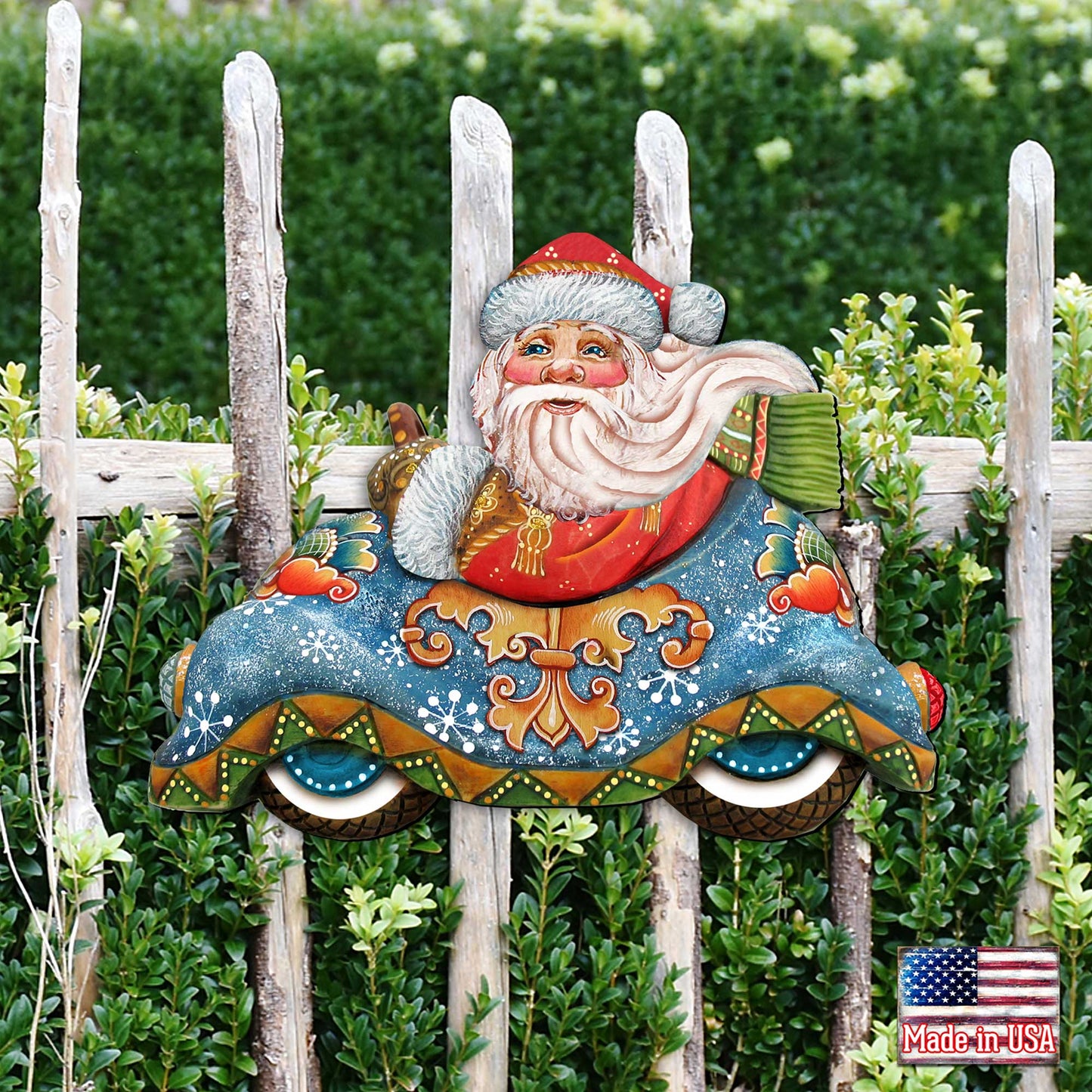 Santa In the Car Christmas Door Decor by G. DeBrekht - Christmas Santa Snowman Decor - 8112045H