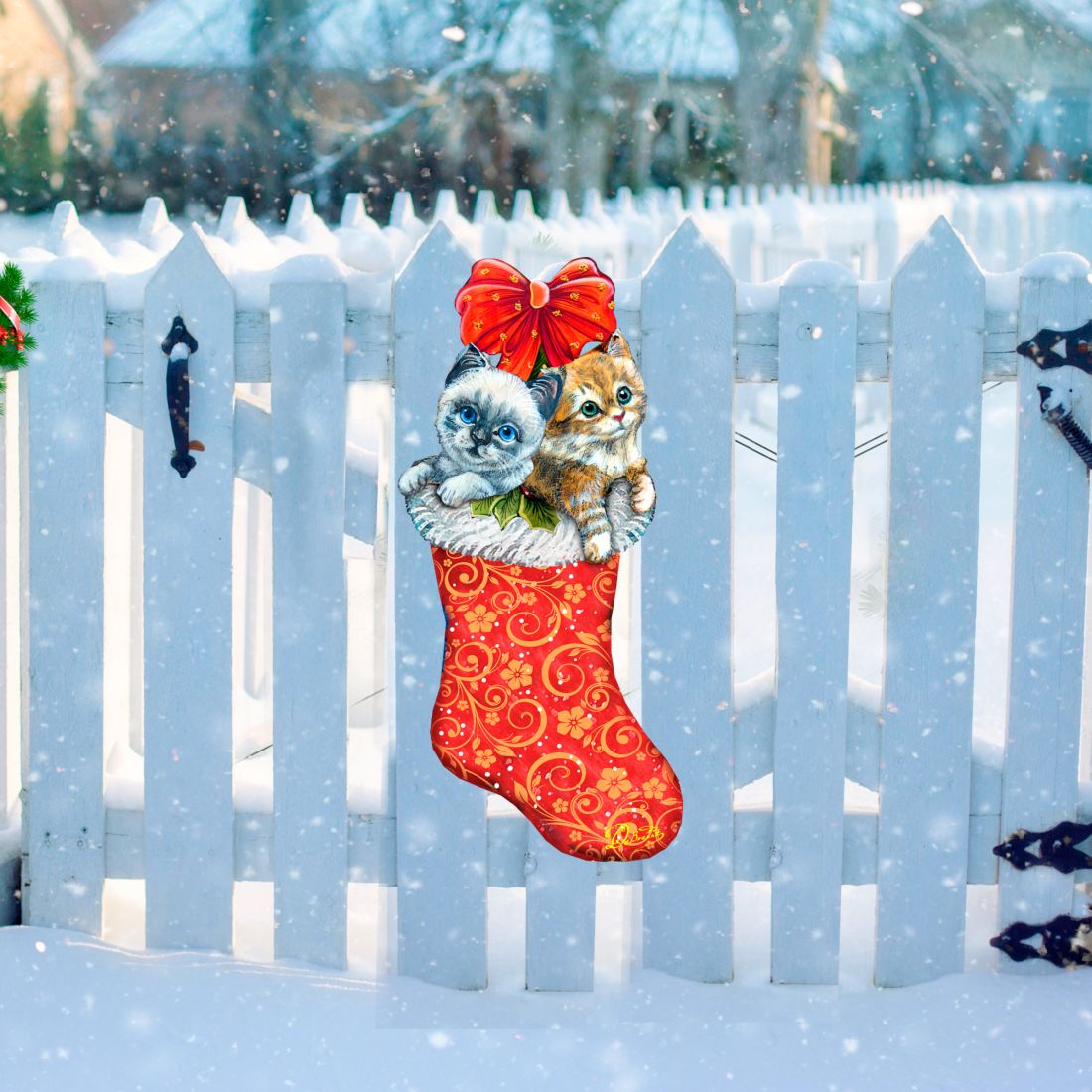 Kitty Cats Christmas Stocking Christmas Door Decor by G. DeBrekht - Christmas Santa Snowman Decor - 8114021H