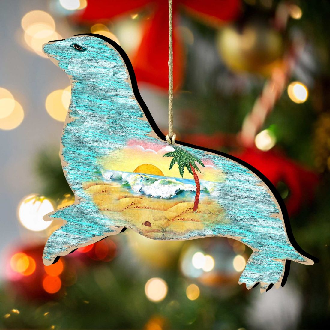 Sea Lions Wooden Ornaments by G. DeBrekht - Coastal Holiday Decor - 8198532