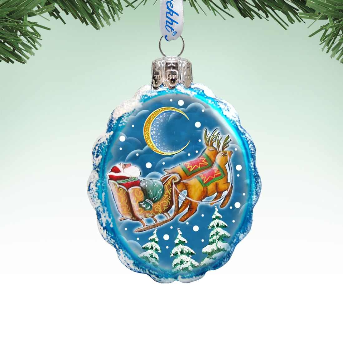 Up-Up and Away Mercury Glass Ornament by G. DeBrekht - Christmas Santa Snowman Decor - 777384