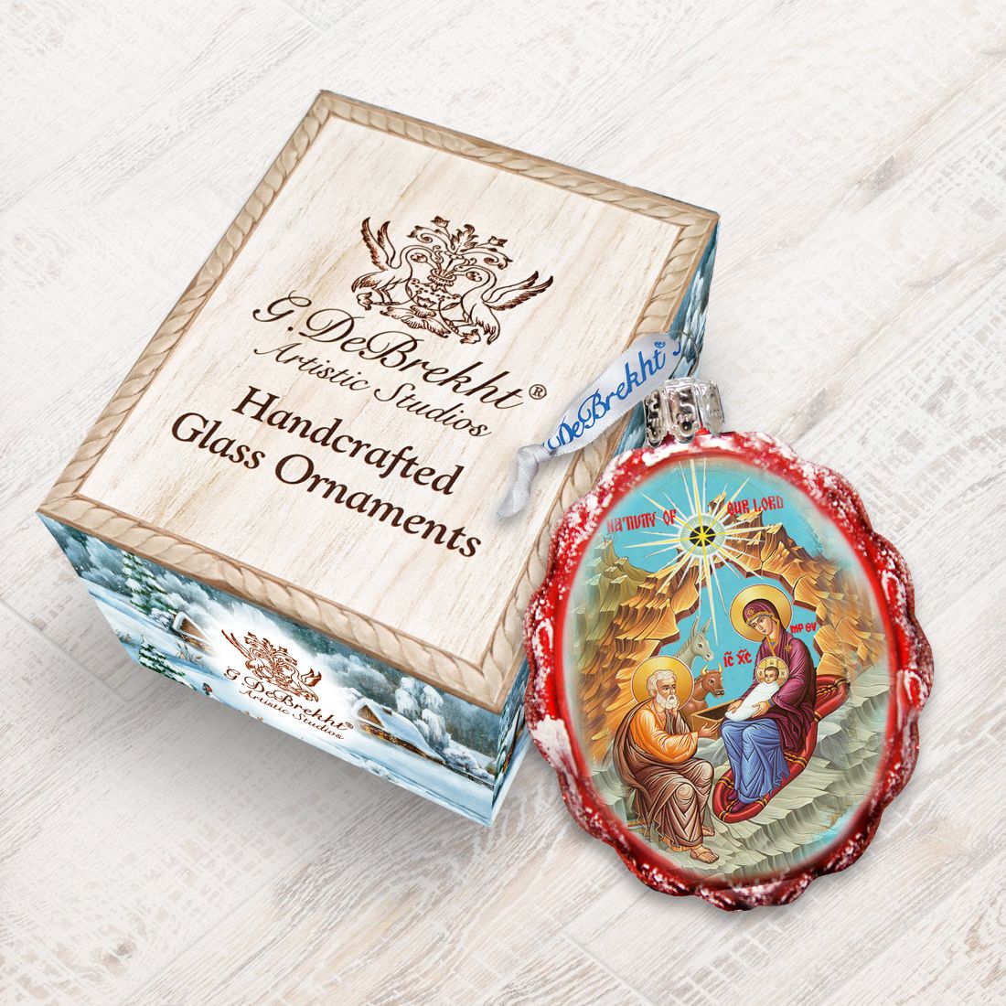 Orthodox Nativity Mercury Glass Ornament by G. DeBrekht - Nativity Holiday Decor - 772052